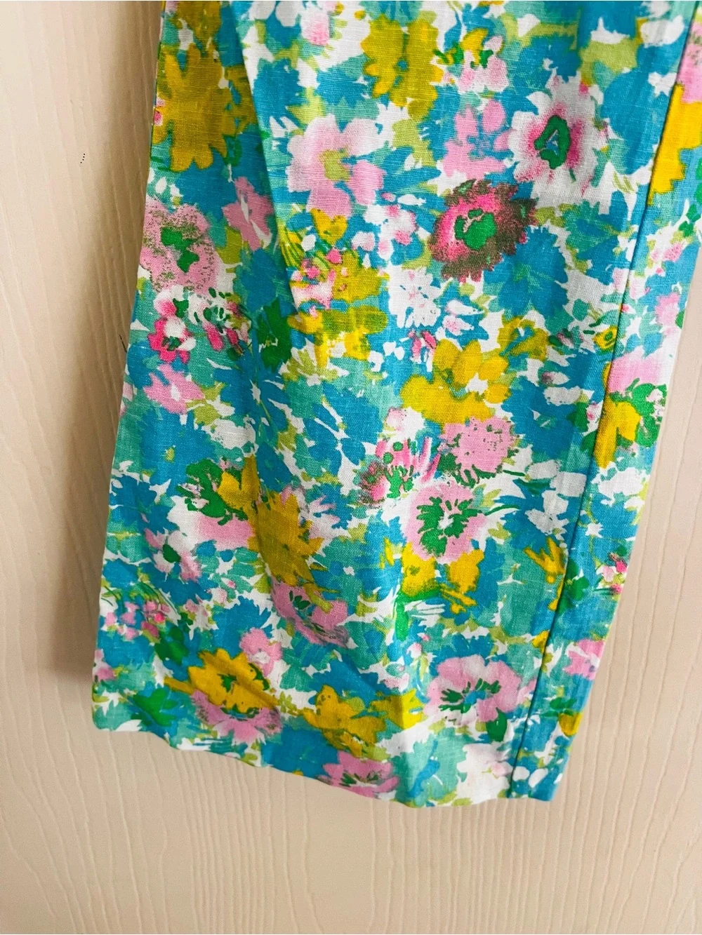 Zara 1960s Linen Mod Floral Cottagecore Hippie Resort Crop Pants M